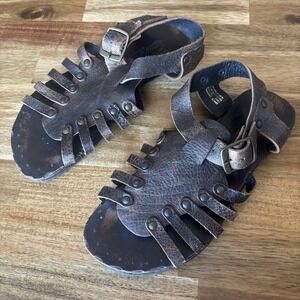Sbicca Vintage Distressed Leather Sandals Artisan Huarache Tire Sole Fits 6.5 ?
